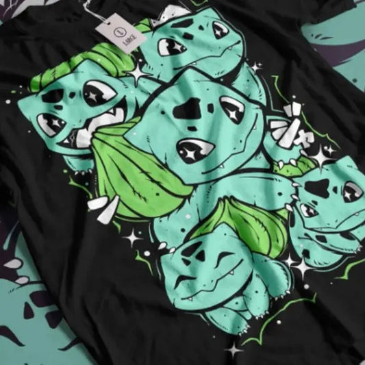Bulbasaur T-shirt, Pokemon Black tee, Unisex T-Shirt, Gift For Men Women