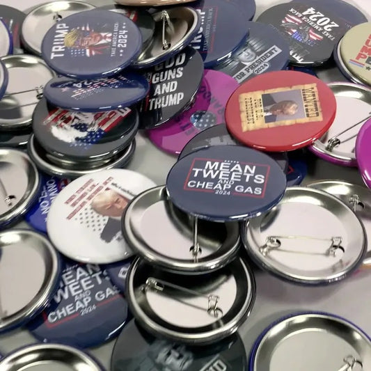 Bulk Lot of Donald Trump For President 2024 USA Buttons - Up to 1000 Buttons - Over 25 Different Designs and Sayings Including 'Mean Tweets' and 'Trump 2024 Convicted Felon Vote for Trump