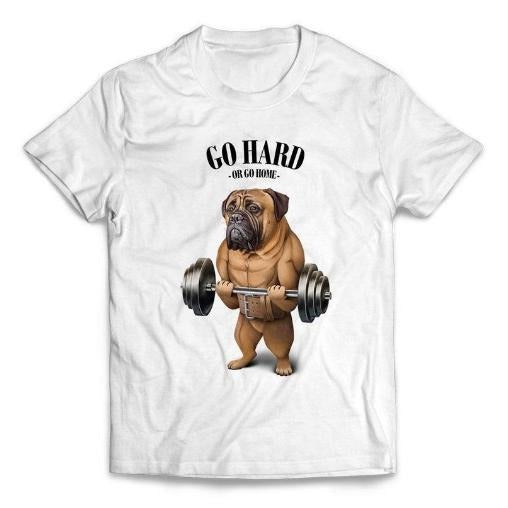 Bullmastiff Dog Weightlifting in Fitness Gym - Short-Sleeve Unisex T-Shirt Made in USA