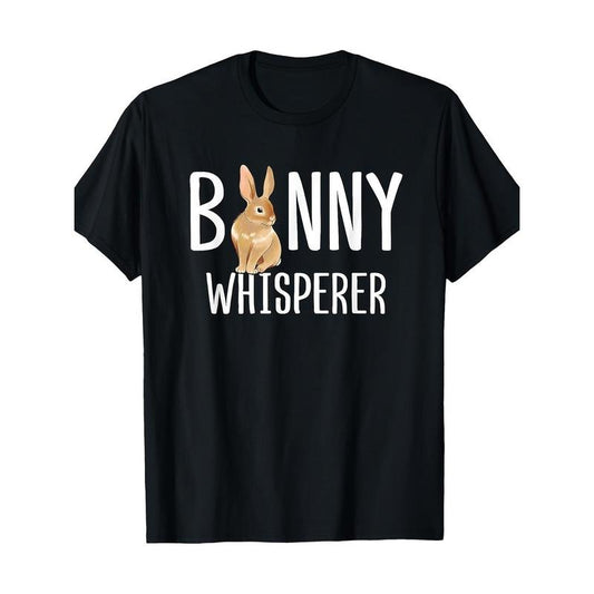 Bunny Whisperer" Men's T-Shirt - Soft Cotton, Casual Fit with Rabbit Print, Perfect for All Seasons made in usa