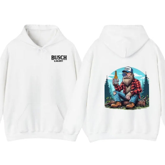 Busch Light -Beer- igfoot- Sasquatch & Busch Light beer T-shirt , Casual Graphic Round Neck T-shirt for Summer, Fashion Top for Daily Wear, T shirt For Men And Women