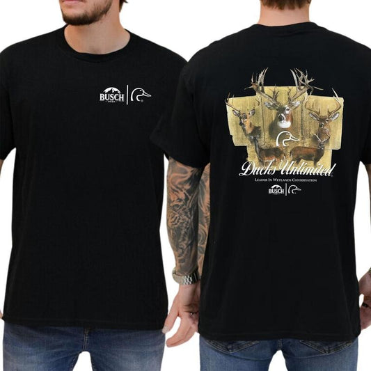 Busch Light Ducks Unlimited Buck T-shirt Soft Fabric Short Sleeve Shirt Cotton Top Menswear