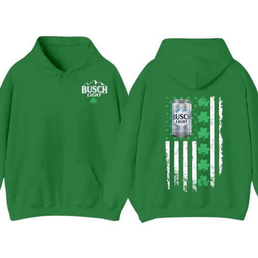 Busch Light Flag With Shamrocks For St. Patrick's Day T-Shirt Hoodie, Unisex Hoodie