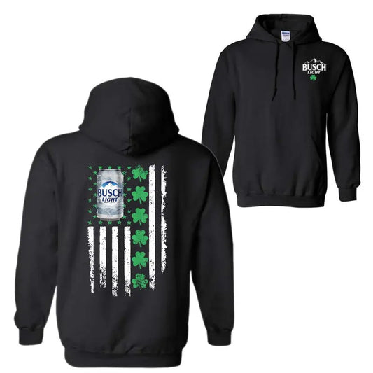 Busch Light Flag With Shamrocks For St. Patrick's Day T-Shirt Sweatshirt Hoodie, Unisex Hoodie