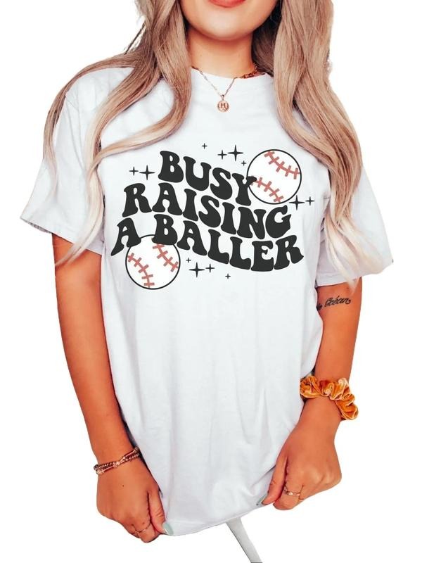 Busy Raising A Baller Unisex Shirt, Mom Baseball Tshirt, Dad Baseball T Shirt, Game Day Tee, Baseball Mama T Shirt, Baseball T-Shirt, Gifts For Baseball Fan, Baseball Fan Gifts, Short Sleeve Tee Shirt, Gift For Birthday Christmas Xmas Summer Fit Top