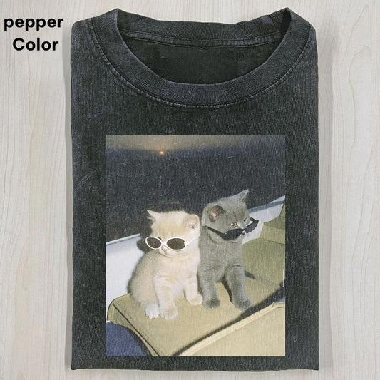 CAT WITH SUNGLASSES Baby Tee, Cat Meme Crop Top, Funny Crop Top, Unisex Meme Cringe Funny Dumb Shirt, Menswear Womenswear Streetwear