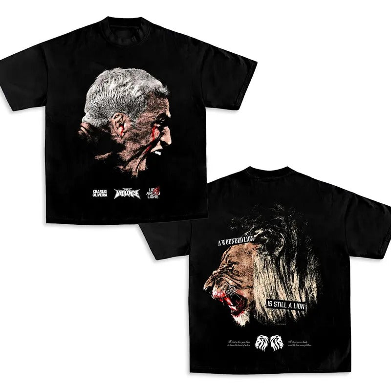 CHARLES OLIVEIRA Lion Among Lions Premium TEE, Boxing T-shirt, Boxer Tee, Sports Shirt, UFC Shirt, Workout T-shirt, Gift for Him Gift For Her Hoodie Sweatshirt Crewneck Cotton Menswear Top Clothing Streetwear