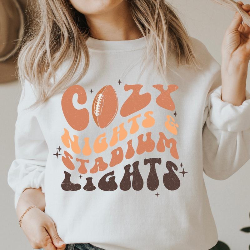 COZY NIGHTS AND STADIUM LIGHTS Crewneck Sweatshirt Crewneck Sweatshirt Unisex Fit Causal Sweatshirt for Halloween Womenswear Hoodie