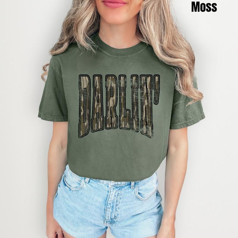 Camo Darlin Distressed Comfort Colors T-Shirt 'NLB'