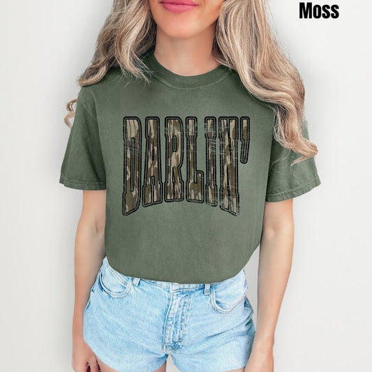 Camo Darlin Distressed Comfort Colors T-Shirt 'NLB'