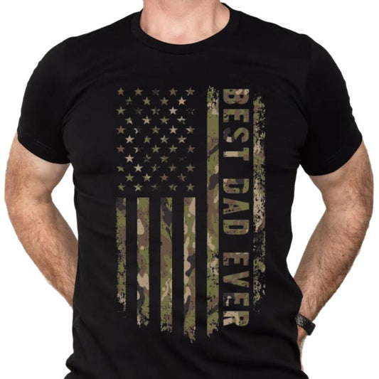 Camouflage American Flag Tshirt For Men, Best Dad Ever Tshirt, Fathers Day Gift, Husband Tee, Gift For Dad From Son Daughter, Unisex Short Sleeve Tee, Casual Clothing Men's Letter Print Round Neck Tee shirt funny father day t-shirt