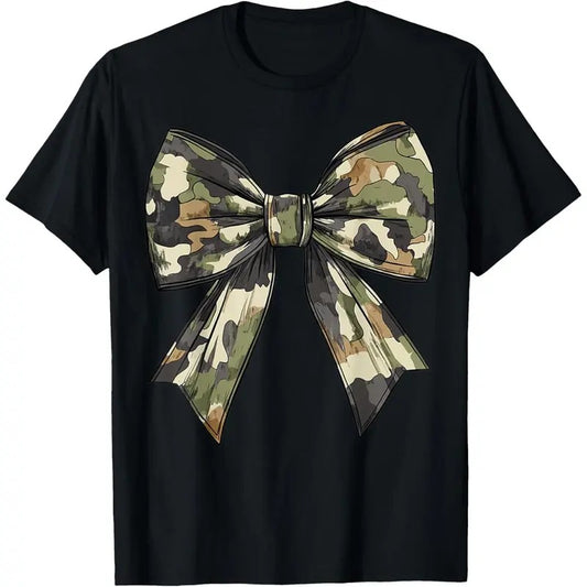 Camouflage Old Camo Bow Camo Coquette Bow Hunting Women Girl T-Shirt made in usa