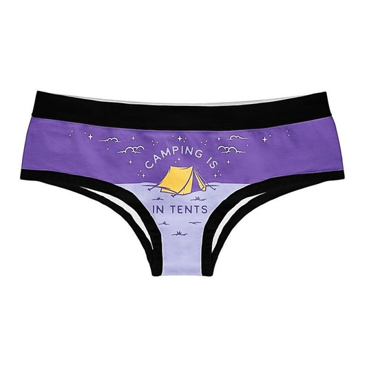 Camping Is In Tents Womens Panties Funny Outdoor Lover Nature Intense Graphic Novelty Underwear Funny Underwear for Women Funny Camping  Women's Novelty Panties Purple