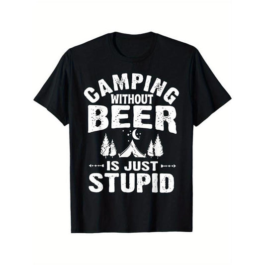 Camping Printed Men's Cotton Graphic T-shirt, Casual Short Sleeve Crew Neck T-shirt, Men's Tee For Outdoor made in usastyle{n002}3