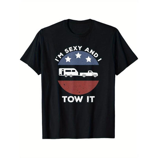 Camping Printed Men's Cotton Graphic T-shirt, Casual Short Sleeve Crew Neck T-shirt, Men's Tee For Outdoor made in usastyle{n002}7