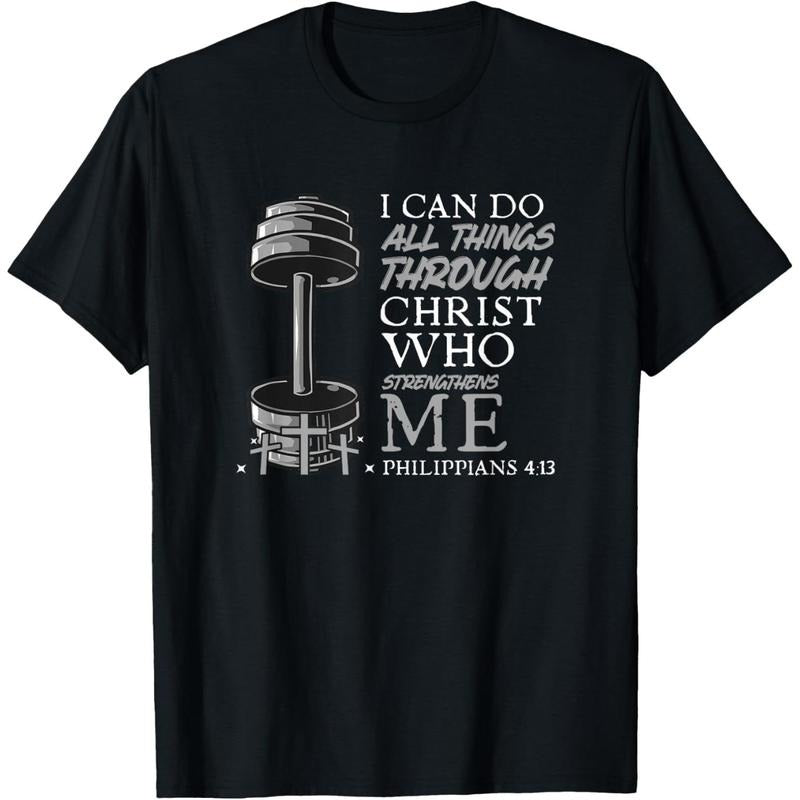 Can Do All Things Weightlifter Christian Gym Bible Verse T-Shirt