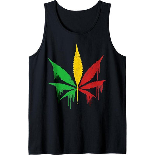 Cannabis Leaf Weed Pot Marijuana Reggae Music Rasta Grafitti Tank Top