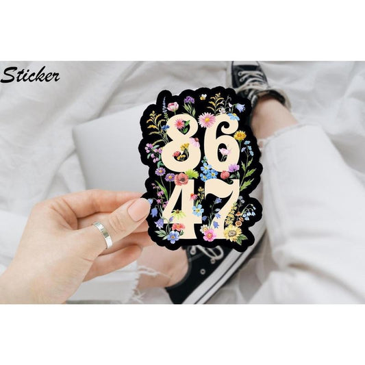 Floral 8647 Anti Trump Sticker/Car Magnet, Subtle Anti Sticker, Girly Political,Floral Liberal Leftist Feminist, Social Justice,Human Rights