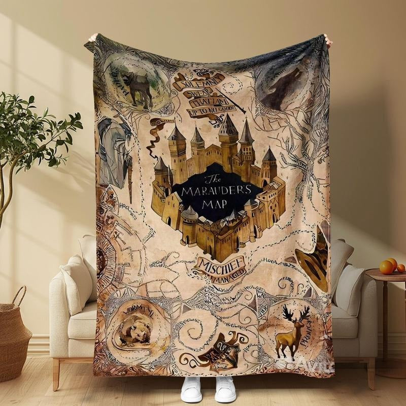 Cartoon Pattern Blanket, 1 Count Soft Throw Blanket, Air-conditioned Room Blanket, Warm Nap Blanket for Home, Office, Travel, Camping