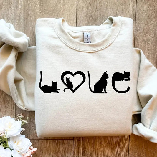 Cat Sweatshirt Cat Love Shirt Black Cat Mom Shirt Gift For Cat Lover Cat Lover Girls Shirt Christmas Gift For Cat Lover Grandma Shirtstyle{n002}2