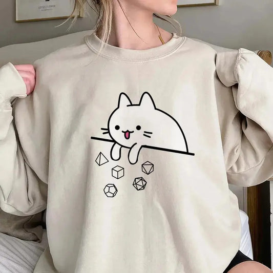 Cat Throwing Dice Sweatshirt, DnD Unisex Shirt, Dungeon Master Sweatshirt, Tabletop RPG Tee, Tabletop Games, RPG Shirt, Role Playing T-shirt