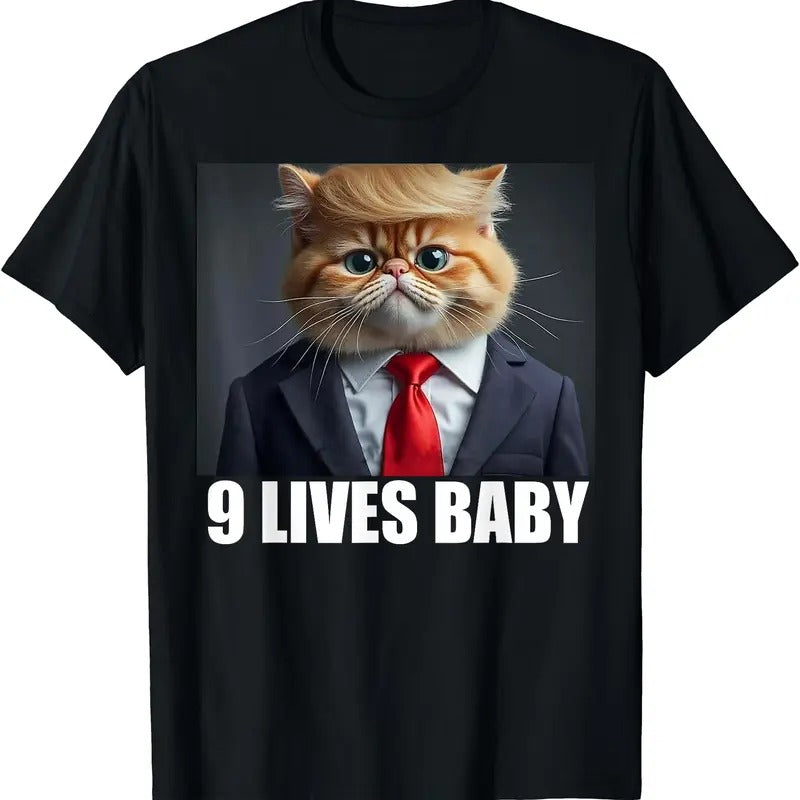 Cat Trump 9 Lives Baby T-Shirt | Unisex Cotton Tee Gift | Full Size