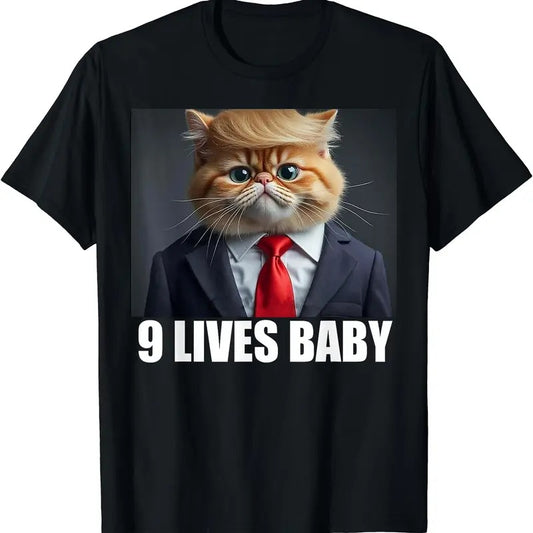 Cat Trump 9 Lives Baby T-Shirt | Unisex Cotton Tee Gift | Full Size