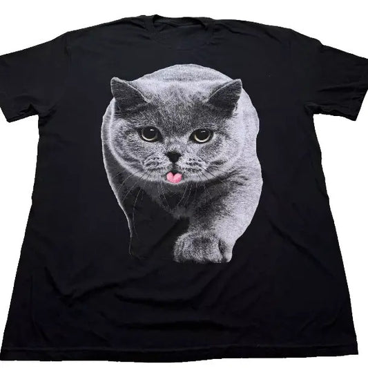 Cat Walk Through Funny T-Shirt, Unisex Graphic Tees Gothic Grunge Y2k Emo Scene Amity Affliction Style Clothes Men Women Streetwear