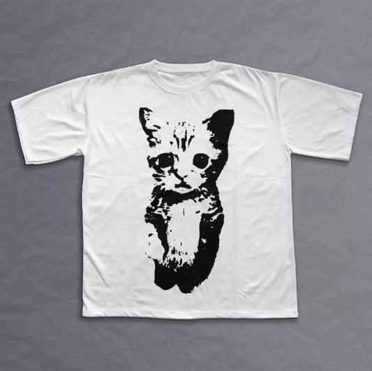 Cat Y2k T-Shirt, Unisex Vintage Graphic Tees Gothic Grunge Y2k, Graphic tee, Fashion Cotton, Streetwear, Full Colors, For Men, For Women