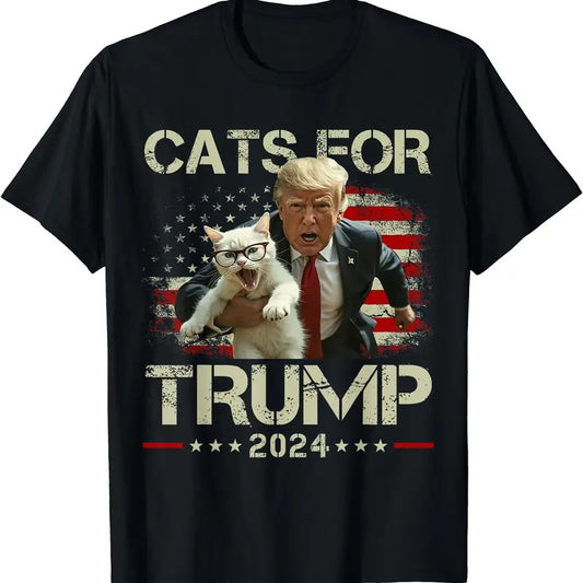 Cats for Trump 2024 Funny Vote For Trump - Cats 2024 T-Shirt | Unisex Cotton Tee Gift | Full Size