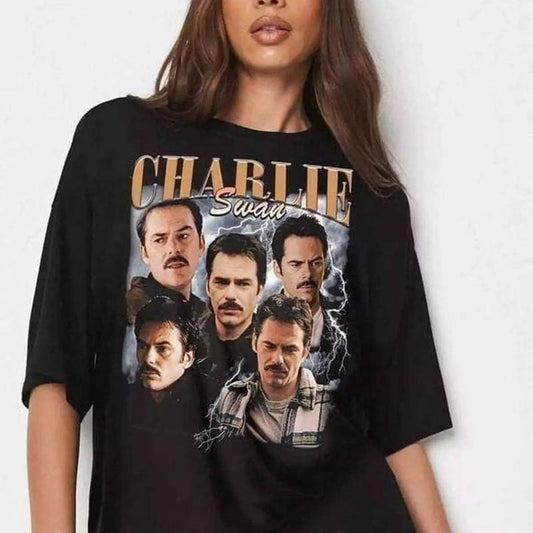 Cha-rlie Swan Rap T Shirt 90's Vintage Retro Tw-light Black Unisex Adult Casual Crewneck