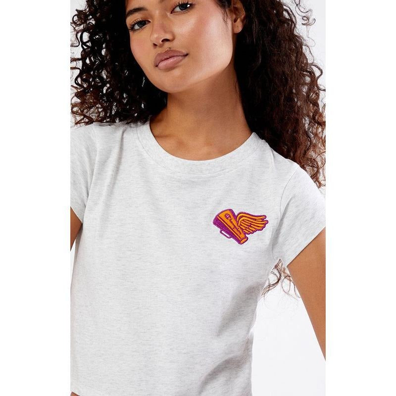 Champion Women's Heather Grey Classic Jersey Y2K T-Shirt