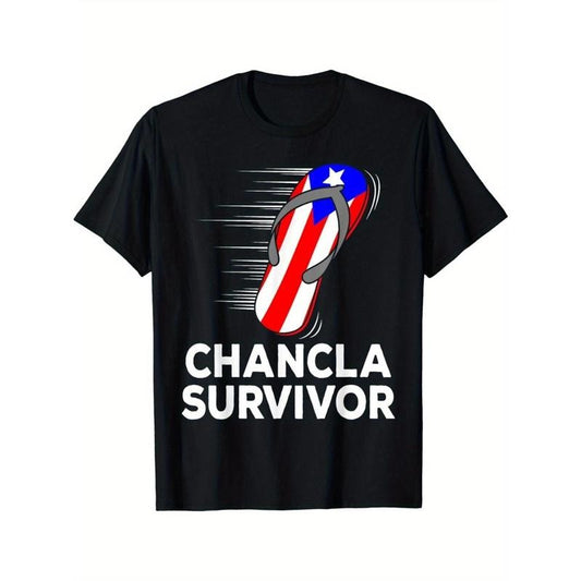 Chancla survivor...Men's Cotton T-Shirts with Trendy Digital Prints: High-Quality Cotton Fabrics with Vibrant Designs, Ideal for a Comfortable and Stylish Everyday Look  made in usa