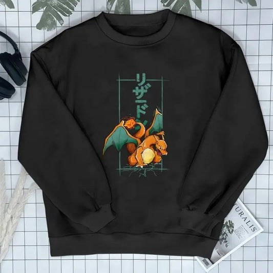 Charizard Fire Graphic Sweatshirt Streetwear Shirt Anime Lover Tee Charizard Shirt Gifts, Cute Shirt , Gift For Fan Pokemon , Gift For Man And Gift For Women , Anime Graphic Tee Menswear Top Hoodie Sweaters Underwear Pullover Operator Biker Animal Casual