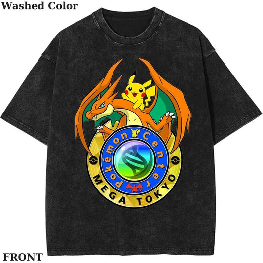 Charizard Pikachu Pokemon Graphic T-Shirt, Pokemon T-Shirt, PKM Shirt, Anime Funny Shirt, Vintage Tee Streetwear Shortsleeve Printed Womenswear Top