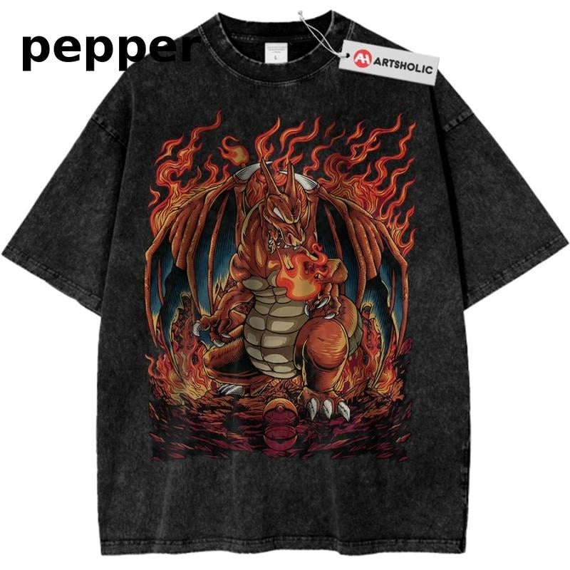 Charizard Shirt, Pokemon Shirt, Anime Shirt, Vintage T-Shirt Menswear Top Underwear Tshirt oversized