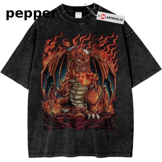 Charizard Shirt, Pokemon Shirt, Anime Shirt, Vintage T-Shirt Menswear Top Underwear Tshirt oversized