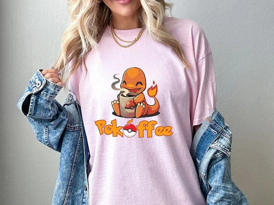 Charmander Coffee Shirt, Charmander Sweatshirt, Charmander Pokoffee Shirt, Pokemon Shirt, Pokoffee Cute Shirt, Kawaii Shirt, Japanese Anime Shirt, 90s Shirt