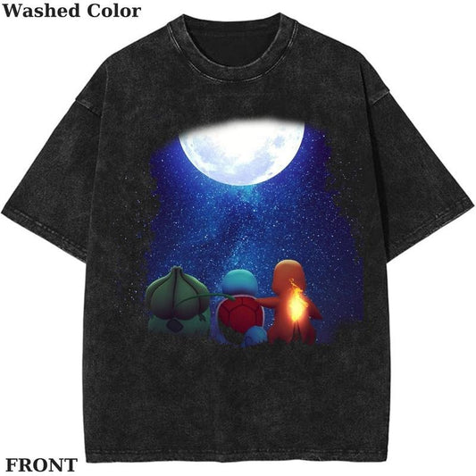Charmander, Squirtle and Bulbasaur T-Shirt, Pokemon T-Shirt, PKM Shirt, Anime Funny Shirt, Vintage Tee Streetwear Shortsleeve Printed Womenswear Top