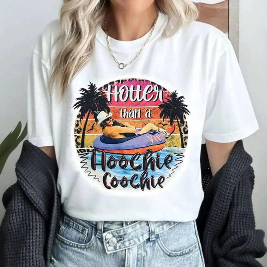 Chattahoocheee Alan Jacksonn Tshirt, Country Song Summer Shirt, It Gets Hotter Than A Yonder Southern Summer Vibes Graphic Round Neck Tee