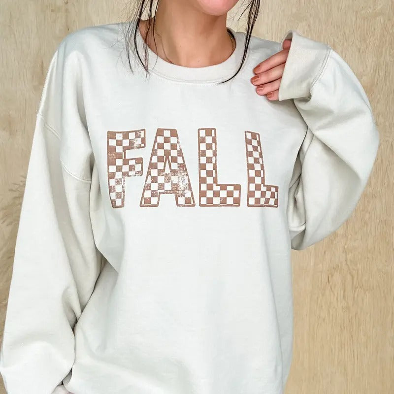 Checkered Fall Graphic Pullover C.O.C.