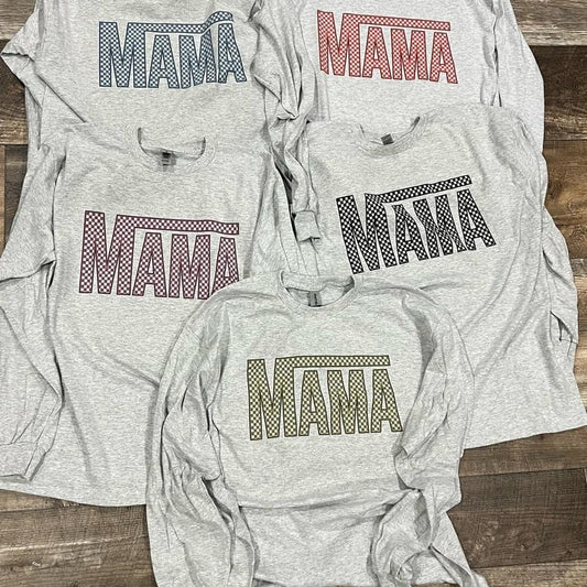 Checkered Mama Grey unisex fit Comfort Cotton Top Womenswear graphic tees cute shirts