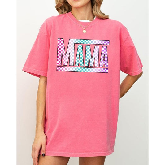Checkered Mama, Colorful, Retro, Vintage, Mother Shirt, Women's Comfort Color Tee, Tshirt