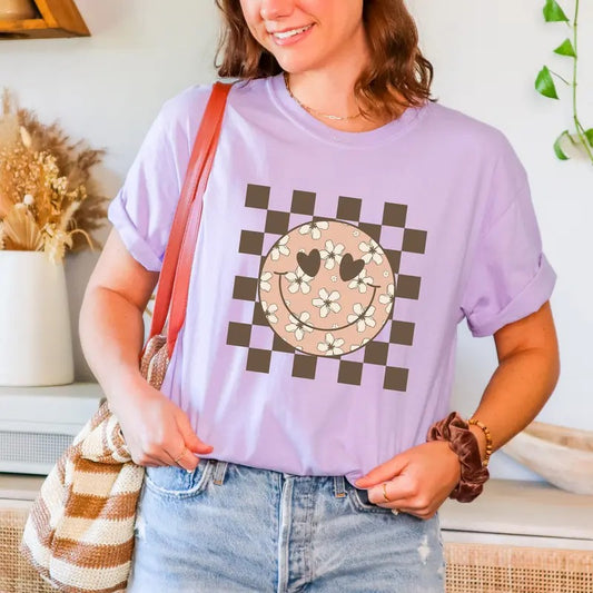 Checkered Shirt Mama Shirt Checkered Smiley Shirt Comfort Color Tee Positive Shirt Inspirational Shirt