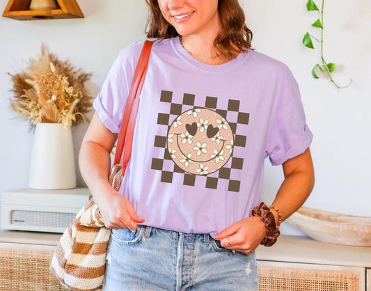 Checkered Shirt Oversized Shirt Mama Shirt Checkered Smiley Shirt Comfort Color Tee Positive Shirt Inspirational Shirt  sweater