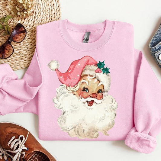 Cheerful Santa Tshirt, Santa Merry Christmas Shirt, Vintage Santa Claus Graphic Tee, Xmas Women Men Gift, Classic Christmas Sweatshirt