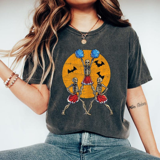 Cheerleader Skeletons, Dance, Retro, Aesthetic, Vintage, Comfort Colors Tshirt, Women's Crew Neck, Crewneck