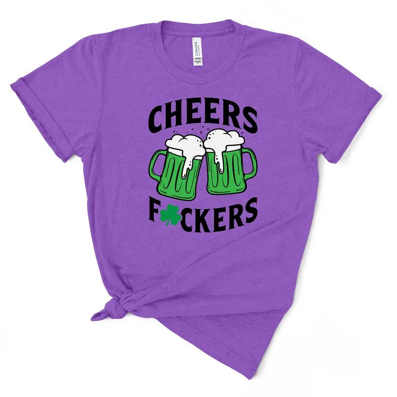 Cheers Fuckers Tee - Women's T-Shirt - Soft & Breathable Cotton, Unisex Sizing - Fit Comfort Comfy Top Womenswear