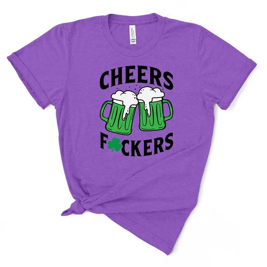 Cheers Fuckers Tee - Women's T-Shirt - Soft & Breathable Cotton, Unisex Sizing - Fit Comfort Comfy Top Womenswear