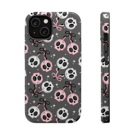 Cherry Skull Phone Case, Coquette Halloween Phone Cover Mag Safe Compatible, Magnetic Tough Cases